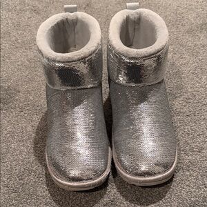 UGG Kids Silver Mirror Ball Mini Sequin Boots